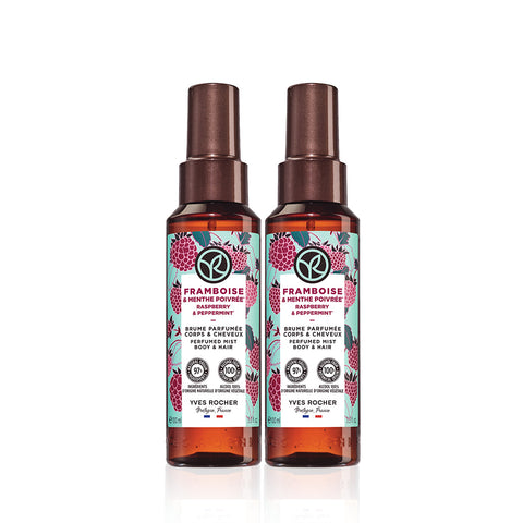 Yves Rocher Perfume Mist Body & Hair Raspberry Peppermint 100 ml (2 Pack)