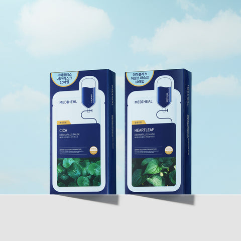 Mediheal Derma Plus Moisture & Soothing Mask Pack 2-Type, 20 Sheets (Cica + Houttuynia)