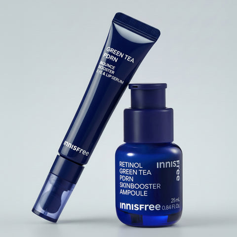 Innisfree 2-Piece PDRN Set ? Retinol Ampoule 25ml & Green Tea Eye & Lip Serum 15ml (2-pack)