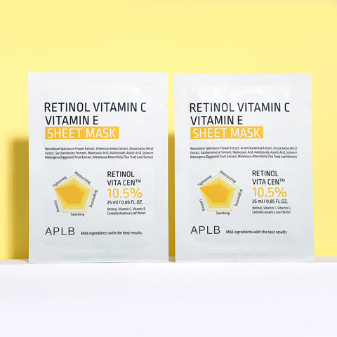 APLB Retinol + Vitamin C + Vitamin E Sheet Mask (10-Pack)