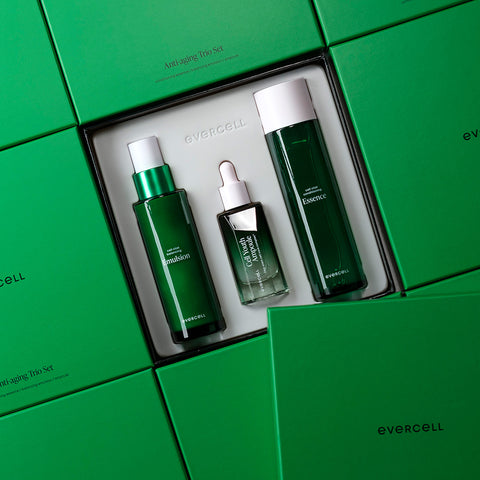 Evercell Anti-Aging Basic 3-Piece Set (Essence + Emulsion + Ampoule) Stem Cell Culture Extract Skincare