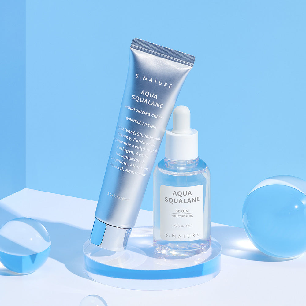 S.Nature Aqua Squalane Serum 50ml + Aqua Squalane Moisture Cream 60ml - 2-Piece Set