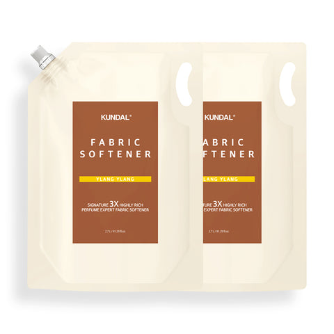 Kundal 3X Ultra-Concentrated Perfume Fabric Softener Refill 2 Pack - Ylang Ylang 2,700ml Each (5.4L)