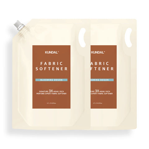 Kundal 3x Ultra-Concentrated Perfume Fabric Softener Refill Pack, 2 Pack (2 x 2700ml / 5.4L) Blooming Doson