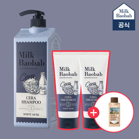 Milk Baobab White Musk Cera Shampoo 1.2L + Treatment 200ml x2 + 70ml