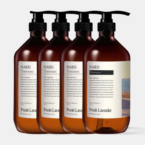 Nard Perfumed Repairing Treatment 1L (3 Pack) + Perfumed Shampoo 1L (1 Pack) Scented Set
