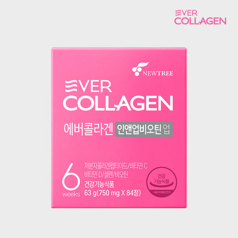 Newtree Ever Collagen In & Up Biotin Up 48-Week (6-Week x 8 Bottles) GPH Low-Molecular Tripeptide Collagen