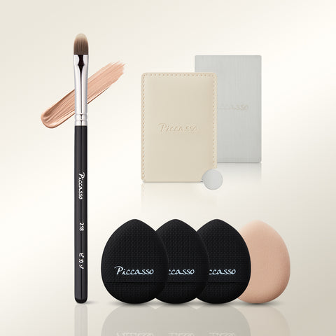 Picasso 258 Concealer + Micro Puff 4-Piece Set (Free Mixing Palette & Warm Gray Mirror)
