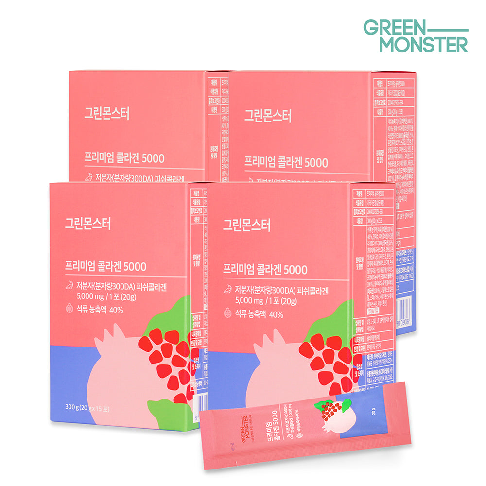 Green Monster Inner Beauty Premium Pomegranate Collagen 5000 (15 sticks x 4)
