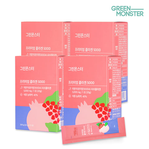Green Monster Inner Beauty Premium Pomegranate Collagen 5000 (15 sticks x 4)