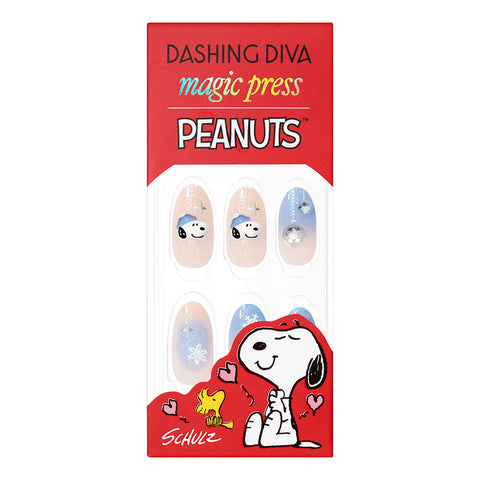 Dashing Diva x Peanuts Magic Press Snow Snoopy (Almond) Nail Tips