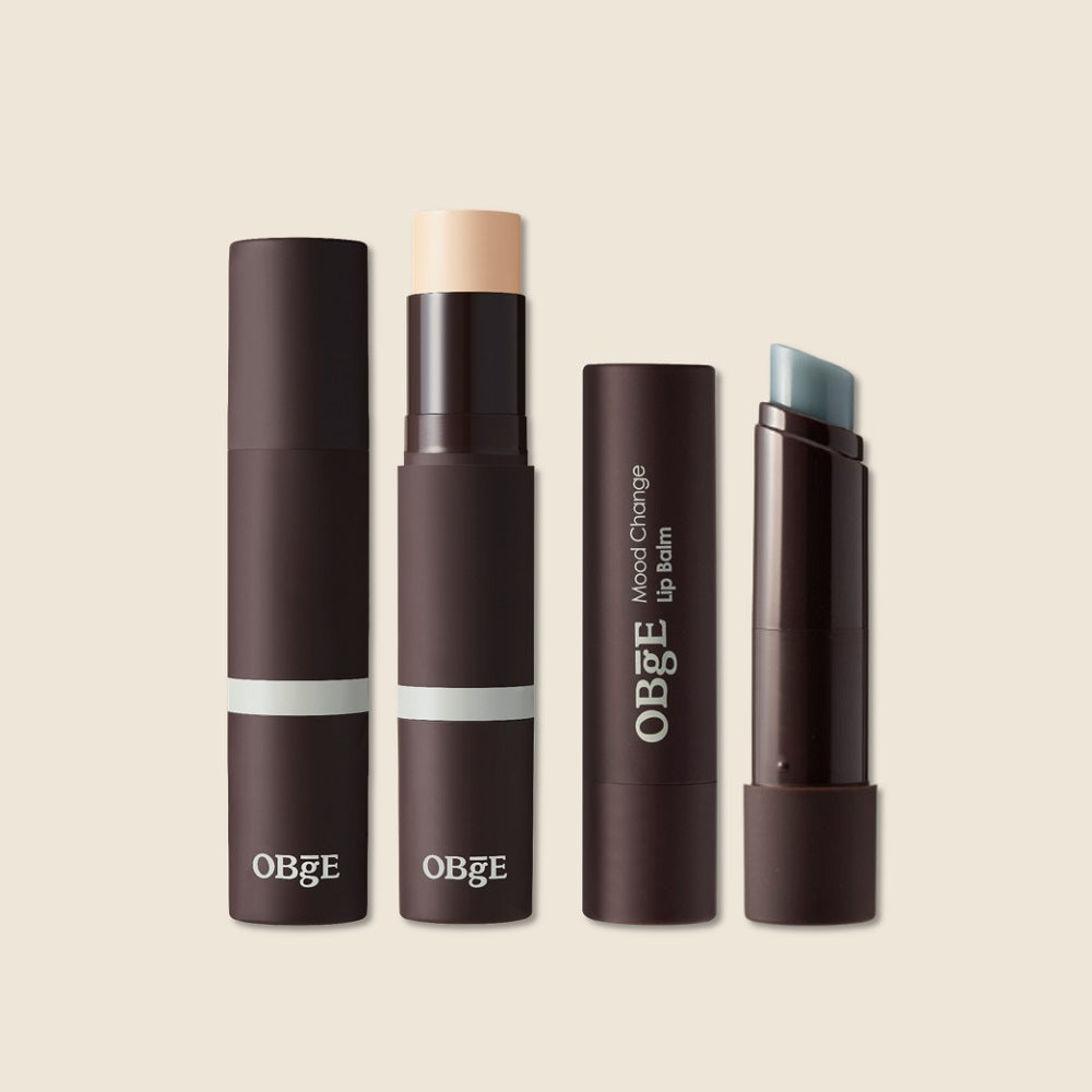 OBGE Natural Cover Foundation + Mood Change Color Lip Balm Set