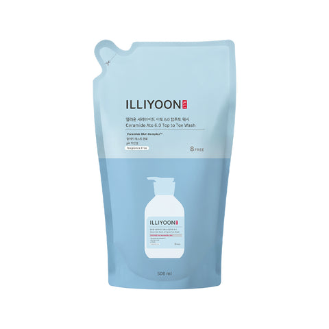 ILLIYOON Ceramide Ato 6.0 Top-to-Toe All-in-One Mild pH Unscented Body Wash 900ml + Refill 500ml