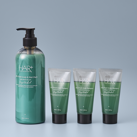HairPlus Offresh Deep Herbal Scalp Hair Pack 500ml + Hair Loss Shampoo 50ml (3 Pack)