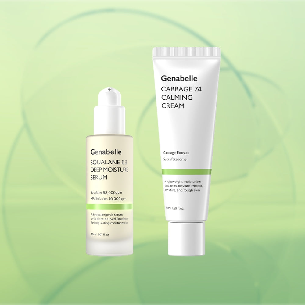 Genabelle Soothing Green 2-Piece Set (Squalane Serum 30ml + Cabbage Moisture Cream 50ml)