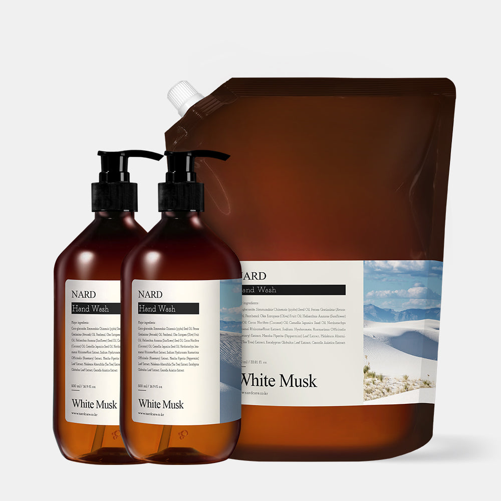 Nard Refresh Perfumed Hand Wash White Musk 500ml x2 + 1L Refill Set