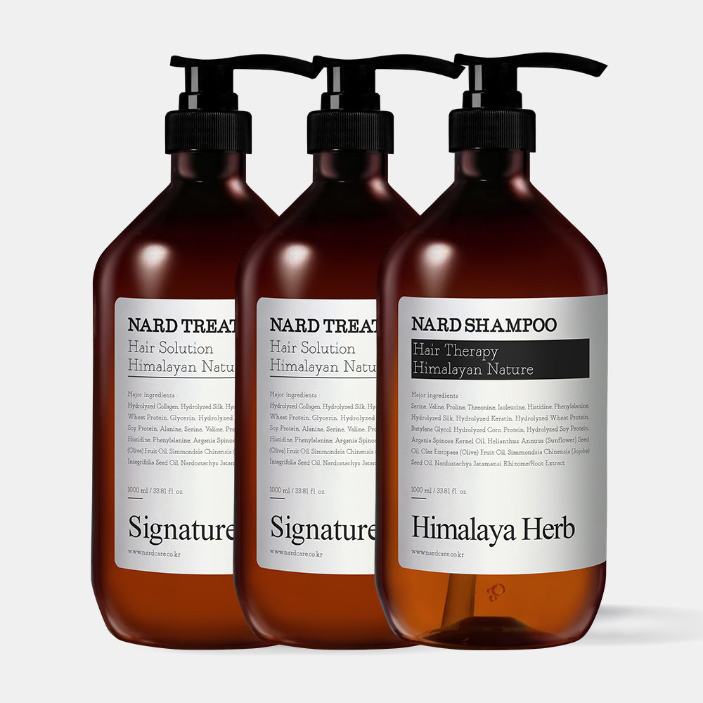 Nard Large-Size Protein Treatment 1L (2 Pack) + Signature Shampoo 1L (1 Pack) Set