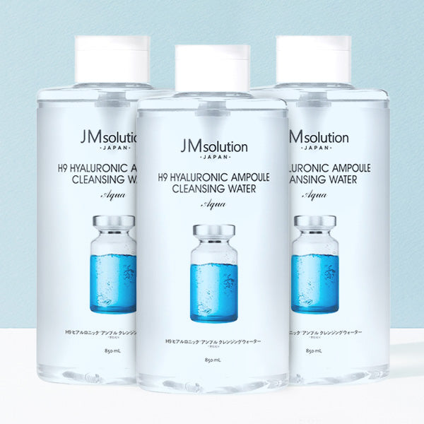 JM Solution Japan H9 Hyaluronic Ampoule Cleansing Water Aqua 850ml (3 Pack)