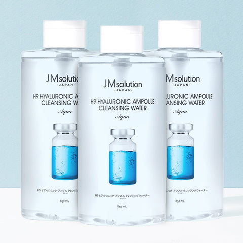 JM Solution Japan H9 Hyaluronic Ampoule Cleansing Water Aqua 850ml (3 Pack)