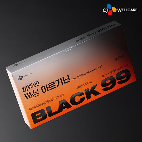 CJ Wellcare Black99 Black Ginseng Arginine Ornithine High-Strength Energy Booster 6000mg, 50ml x 7 vials (4 Pack)