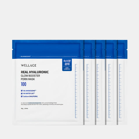 Wellage Real Hyaluronic Glow Booster PDRN Mask (5 Sheets)