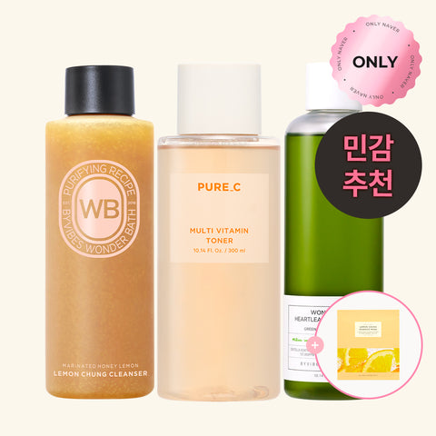 Chosungah Beauty WonderBath Lemon Cleanser 200ml + Pure C Toner 300ml + Houttuynia Soothing Serum 300ml