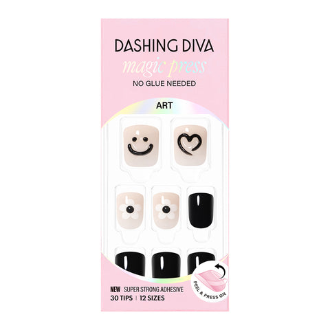 Dashing Diva Magic Press Happy Drawing (Short Square) Nail Tips