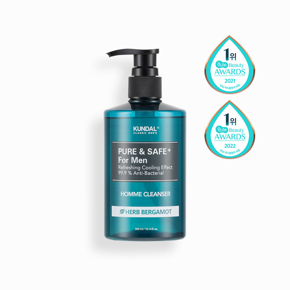 Kundal Pure & Safe Cooling Men's Cleanser 300ml (Herb Bergamot)