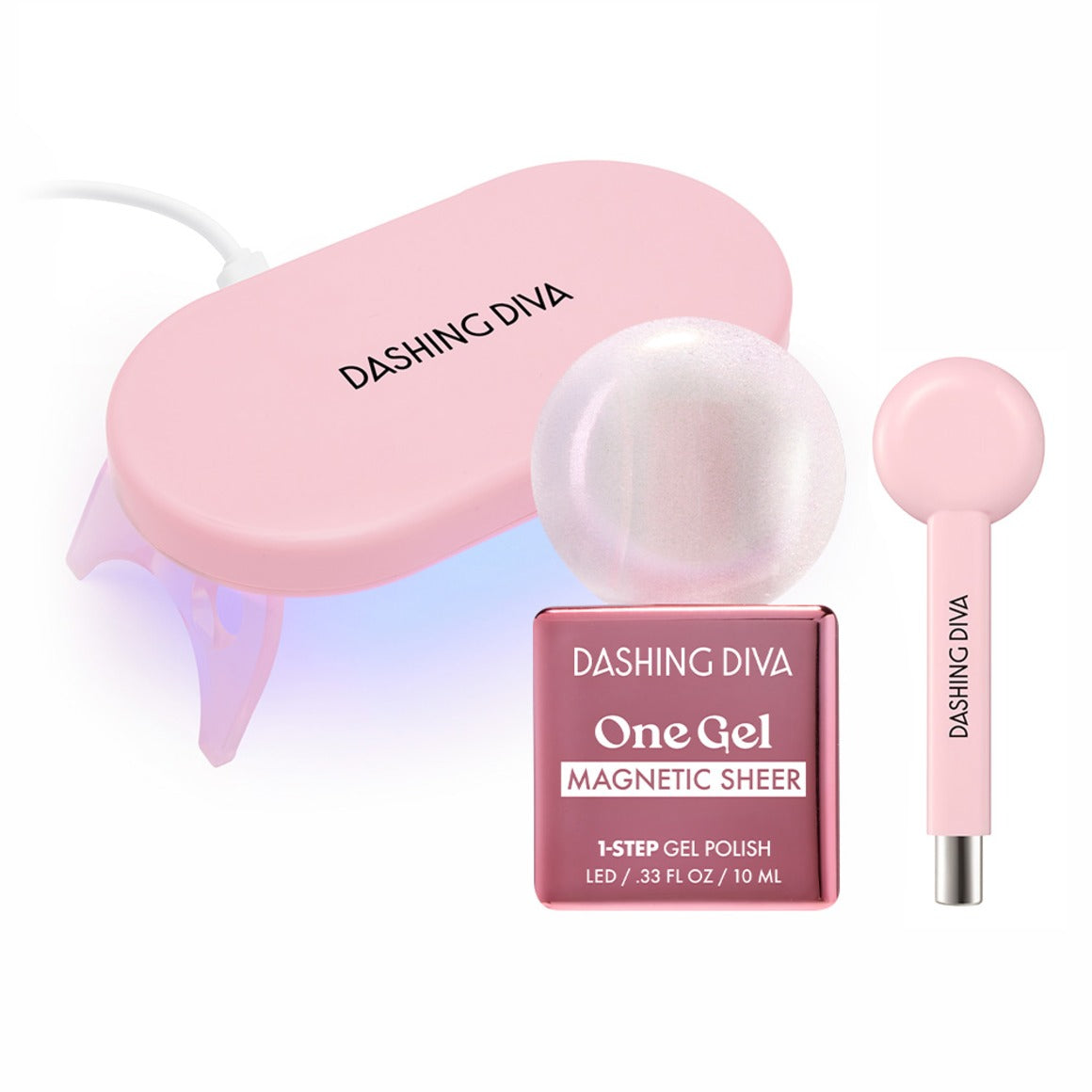 Dashing Diva One Gel Magnetic Kit Iridescent Topper (Magnetic Gel 10ml + LED Lamp + Magnetic Tool)