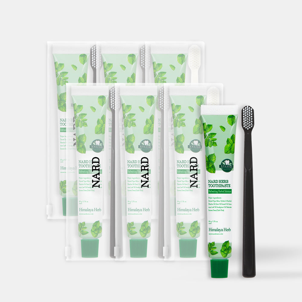 Nard Toothbrush & Toothpaste Travel Set (6 Pack)