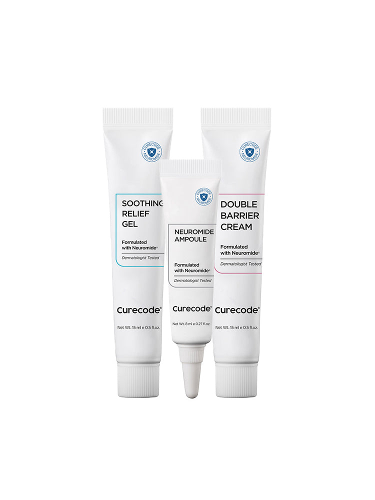 CureCode Derma Essential 3-Piece Mini Travel Kit (Soothing Gel 15ml + Cream 15ml + Ampoule 8ml)