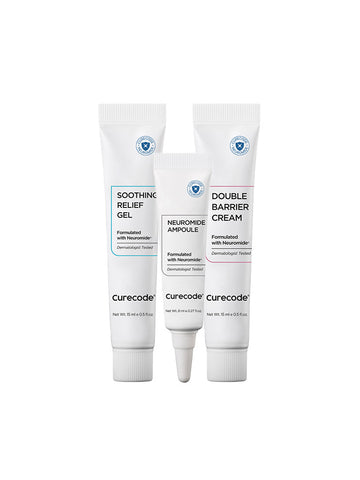 CureCode Derma Essential 3-Piece Mini Travel Kit (Soothing Gel 15ml + Cream 15ml + Ampoule 8ml)