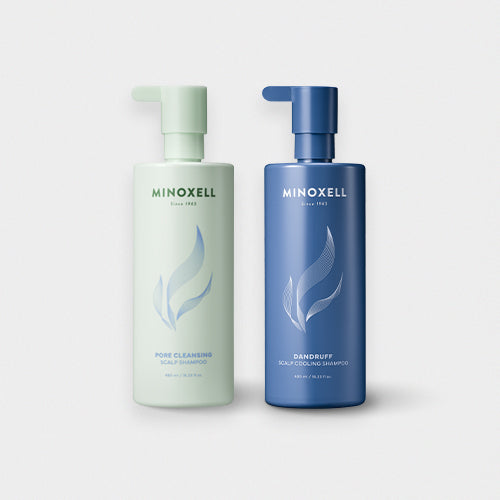 Minoxell Pore Cleansing Scalp Shampoo 480ml + Dandruff Scalp Cooling Hair Loss Shampoo 480ml Set