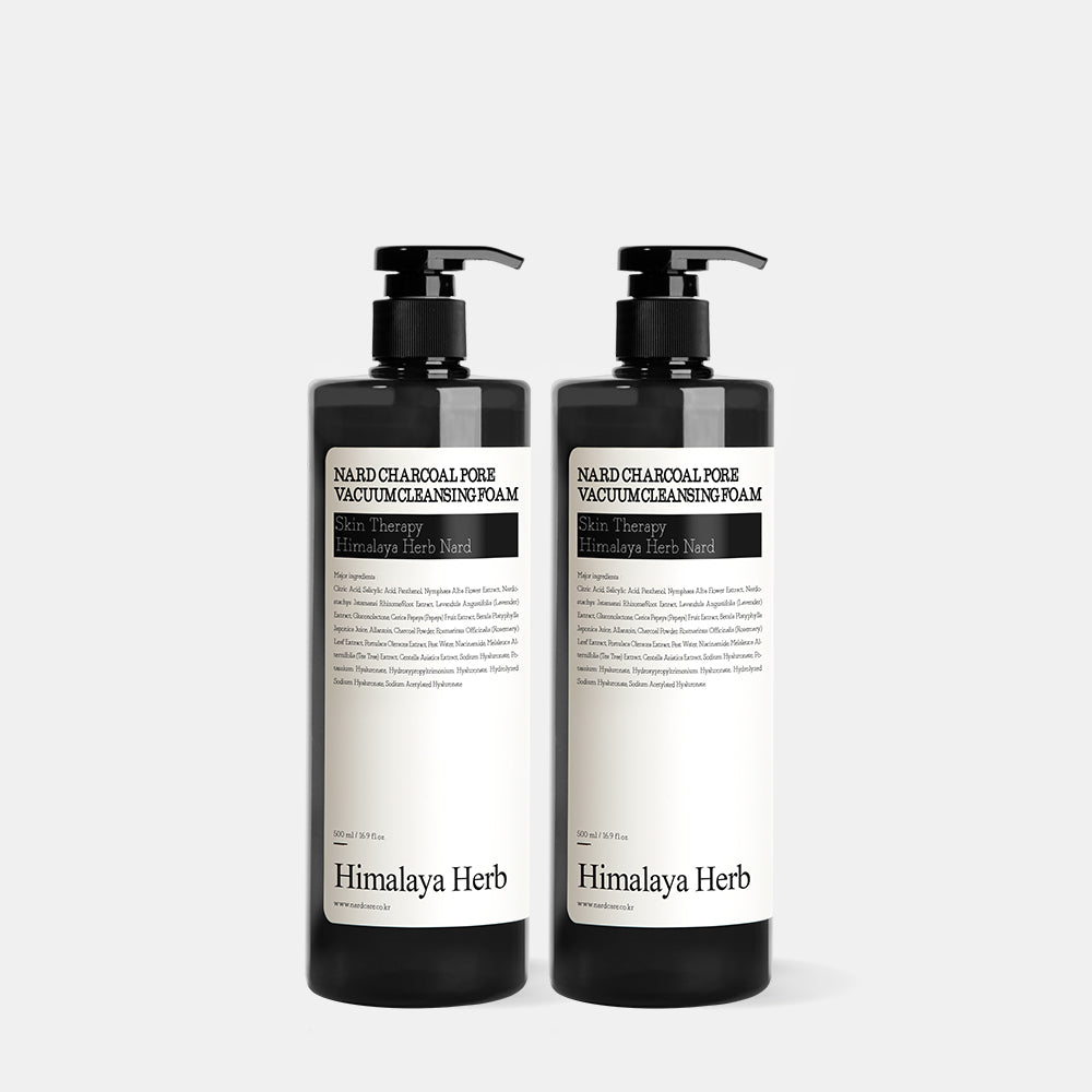 Nard Charcoal Pore-Absorbing Foam Cleanser 500ml (2 Pack)