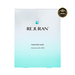 REJURAN Turnover Mask packaging with gradient design and brand logo.