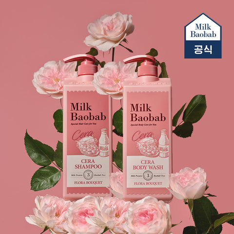 Milk Baobab Cera Shampoo 1 + Body Wash 1 (Flora Bouquet), 1.2L - 2-Pack