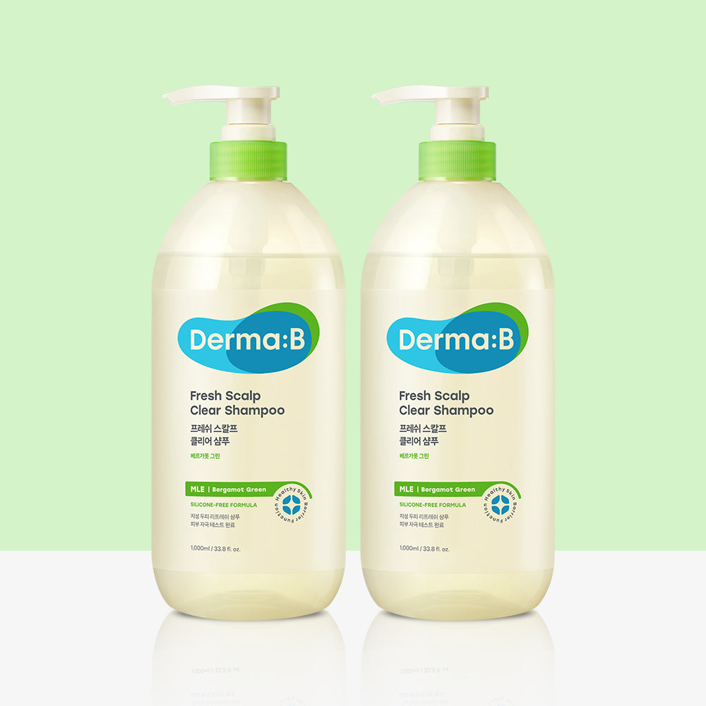 Derma:B Fresh Scalp Clear Shampoo (Bergamot Green) 1000ml (2 Pack)