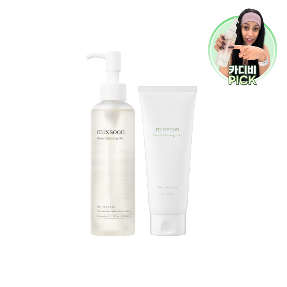 Mixsoon Double Step Cleansing Set (Soy Cleansing Oil 195ml + Centella Cleansing Foam 150ml)