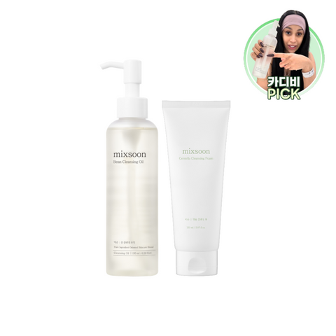 Mixsoon Double Step Cleansing Set (Soy Cleansing Oil 195ml + Centella Cleansing Foam 150ml)