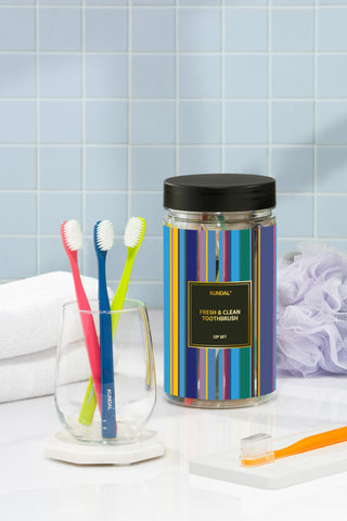 Kundal Soft & Clean Antibacterial Double Ultra-Fine Bristle Toothbrushes, 12 Count