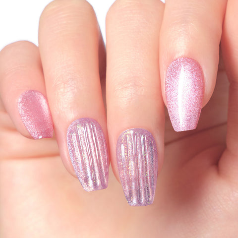 Dashing Diva Magic Press Glass Pink (Coffin) Nail Tips