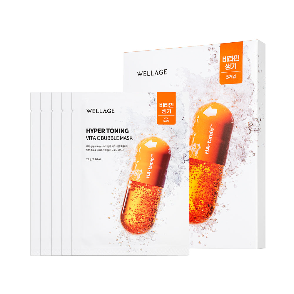 Wellage Hyper Toning Vita C Bubble Mask (5 sheets)