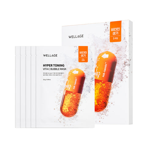 Wellage Hyper Toning Vita C Bubble Mask (5 sheets)
