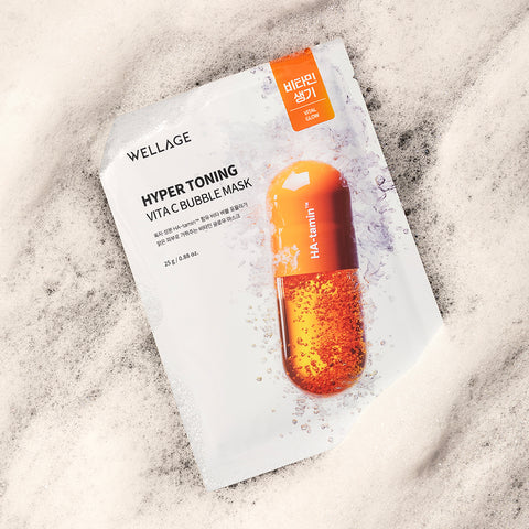Wellage Hyper Toning Gloi Ampoule 30ml + Hyper Toning Vita C Bubble Mask 5pcs ? 2-piece Set