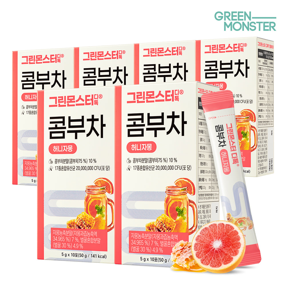 Green Monster Detox Kombucha Honey Grapefruit 60 Sticks (6 Boxes)