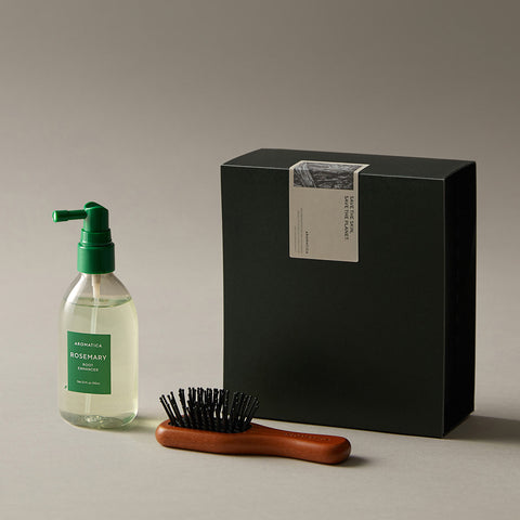 Aromatica Rosemary Root Enhancer 100ml + Wooden Scalp Brush - Rosemary / Tea Tree Set
