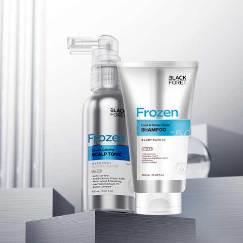 Black Foret Hair Loss Tonic Scalp Cool & Calming Mild Acidic 100ml + Cool & Deep Clean Hair Loss Shampoo 250ml