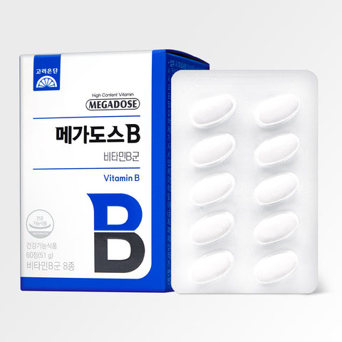 Koreaeundan Megadose B Vitamin B Complex 850mg x 60 Tablets (2 Pack) (4-Month Supply)