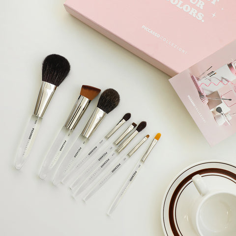Picasso Collezioni Makeup Brush 8-Piece Set (Includes Pink Cylinder Case)