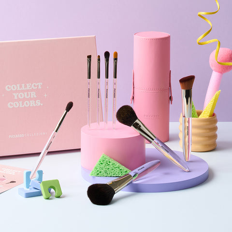 Picasso Collezioni Makeup Brush 8-Piece Set (Includes Pink Cylinder Case)